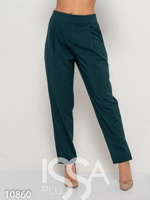 Зеленые брюки-дудочки с высокой посадкой
