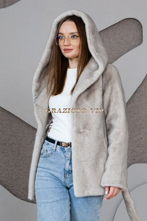 Шуба под норку из экомеха с капюшоном. Новинка сезона!