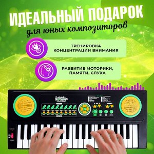 Синтезатор «Супер музыкант» с микрофоном, 37 клавиш, работает от сети и от батареек