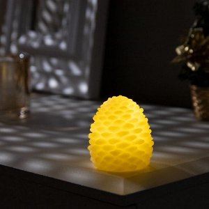 Светодиодная фигура «Свеча шишка» 4.5 x 7 x 4.5 см, пластик, батарейки AG13х3 (в комплекте), свечение тёплое белое