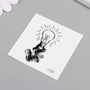 Переводная тату на тело чёрная «Чернила. Лампочка», 6x6 см