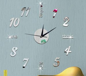 Часы Настенные часы из зеркального пластика. 43*43 см