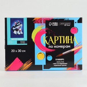 Картина по номерам на холсте с подрамником «Щенок хаски», 30х20 см