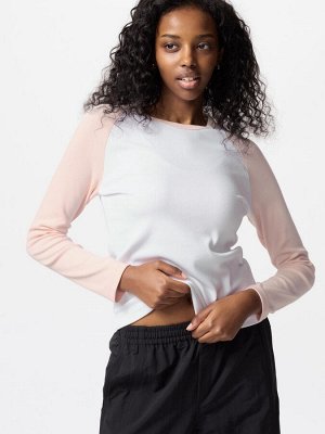 UNIQLO - мягкий лонгслив с рукавами реглан - 10 PINK