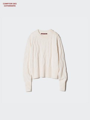 UNIQLO x Comptoir des Cotonniers - cвитер из мериносовой шерсти с волнистым дизайном - 69 NAVY