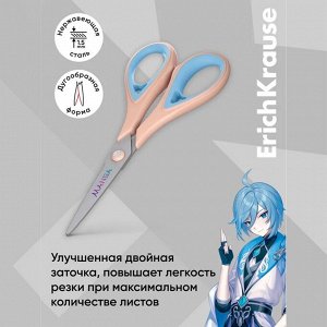 Ножницы ErichKrause Endeavor Manga, 16 см, двойная заточка, антискользящие резиновые вставки, европодвес, МИКС