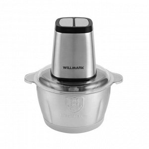 Измельчитель WILLMARK WMC-7290SS (550Вт, чаша из нерж стали 2л, 2 скорости, нескользящее основание)
