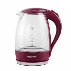 Чайник эл. WILLMARK WEK-1708G (1.7л, пов. на 360 град., LED-подсв., корп. из стекла, 2200Вт)