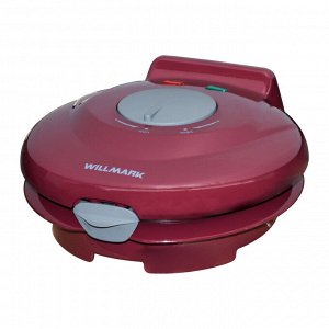 Вафельница WILLMARK WM-103R (1 круглая ваф. форма, терморегулятор, 750Вт, конус для морож., красная)