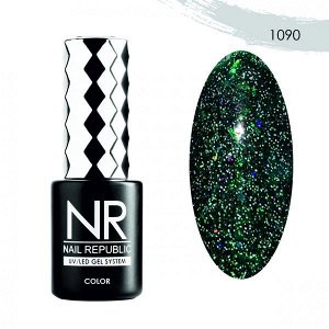 NAIL REPUBLIC, ГЕЛЬ-ЛАК №1090 10 МЛ изумрудный СВЕТООТРАЖАЮЩИЙ BRIGHT FLASH
