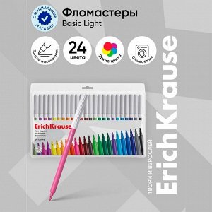 Фломастеры 24 цвета ErichKrause, вентилируемый колпачок, в футляре с европодвесом
