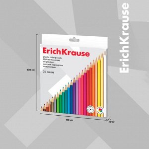 Карандаши цветные 24 цвета ErichKrause, шестигранные, пластиковые, с европодвесом