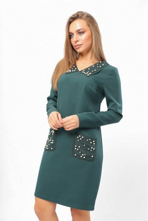 Платье с жемчужными карманами Зелёное
