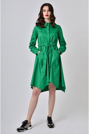 Платье-халат с поясом-кулисой Зелёное