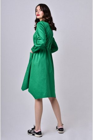 Платье-халат с поясом-кулисой Зелёное