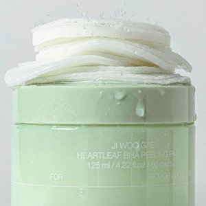 Тонизирующие пилинг-пэды с BHA-кислотой Ji Woo Gae Heartleaf BHA Peelind Pad, 60 шт.(125 мл)