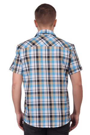 Рубашка мужская «Premium» короткий рукав бежевая клетка