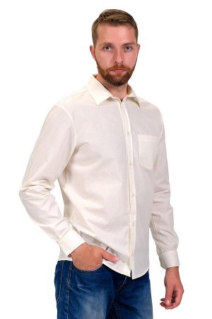 Рубашка мужская Премиум длинный рукав - крем
