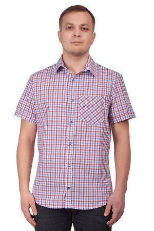Рубашка мужская «Premium» короткий рукав красная полоса (41)