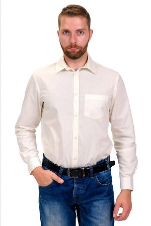 Рубашка мужская Премиум длинный рукав - крем