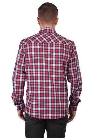 Рубашка мужская «Premium» длинный рукав красная клетка