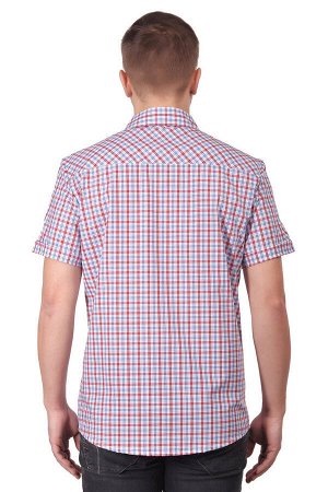 Рубашка мужская «Premium» короткий рукав красная полоса (41)