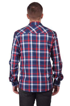 Рубашка мужская «Premium» длинный рукав темно-синяя клетка