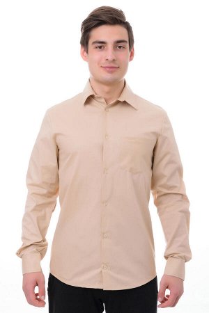 Рубашка мужская Премиум длинный рукав - бежевый