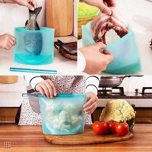 Силиконовый герметичный пакет-контейнер для хранения продуктов, 1,5 л