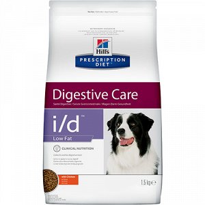 Hill's Prescription Diet i/d Low Fat Digestive Care Сухой диетический корм для собак при растройствах пищевания с низким содержанием жира с курицей 1,5 кг