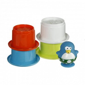 Игрушки для купания «Весёлые пингвины» со стаканчиками, 5 предметов