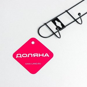 Вешалка настенная Доляна «Лайт», 6 крючков, 34x5,5x3 см, чёрная