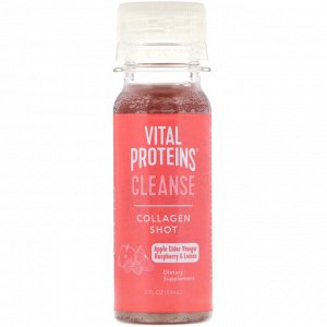 Vital Proteins, Коллагеновый напиток, очищающий, яблочный уксус, малина и лимон, 59 мл (2 жидк. унции)