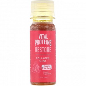 Vital Proteins, Коллагеновый напиток, восстанавливающий, куркума и терпкая вишня, 59 мл (2 жидк. унции)