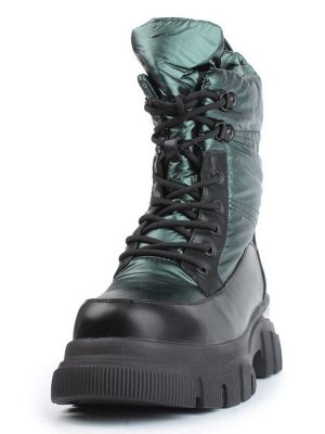 02-FAR137-3Z GREEN/BLACK Дутики женские (искусственная кожа, плащевая ткань, шерсть)