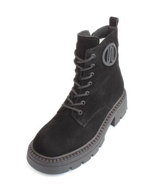 04-M3-1477 BLACK Ботинки зимние женские (натуральная замша, натуральный мех)