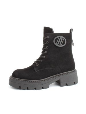 04-M3-1477 BLACK Ботинки зимние женские (натуральная замша, натуральный мех)