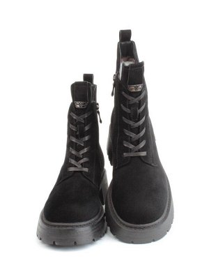 04-M3-1479 BLACK Ботинки зимние женские (натуральная замша, натуральный мех)