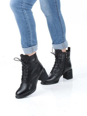 04-M3-2274 BLACK Ботинки зимние женские (натуральная кожа, натуральный мех)