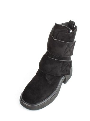 04-M3-HSM711 BLACK Ботинки зимние женские (натуральная замша, натуральный мех)