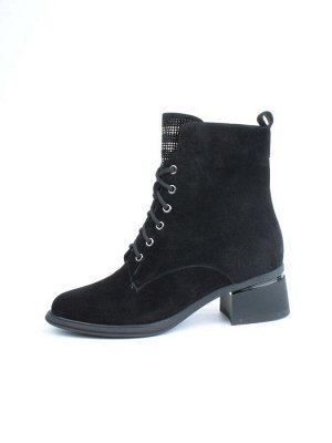 04-M3-H238 BLACK Ботинки зимние женские (натуральная замша, натуральный мех)