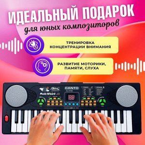 Синтезатор «Весёлые мелодии» с микрофоном, 37 клавиш