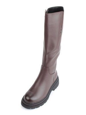 02-FK884-2M DK. BROWN Сапоги зимние женские (натуральная кожа, байка, натуральный мех)
