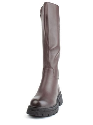 02-FK884-2M DK. BROWN Сапоги зимние женские (натуральная кожа, байка, натуральный мех)