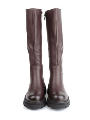 02-FK884-2M DK. BROWN Сапоги зимние женские (натуральная кожа, байка, натуральный мех)