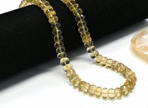 Бусины из топаза виски рондель 8,5*6мм в огранке, 45см, 85 бусин, 49,8г