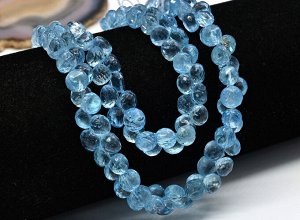 Бусины из голубого топаза капля гр.5*6мм, 46см, 140 бусин, 56,2г