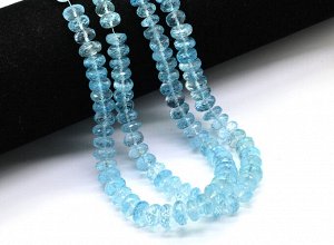 Бусины из голубого топаза рондель на увеличение гр.7*3-9*6мм, 47см, 105 бусин, 53г