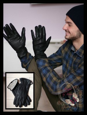 Перчатки мужские из натуральной кожи (черные)