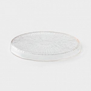 Тарелка Magistro Water lily, d=20.5 см, с золотой каймой, стекло, прозрачная